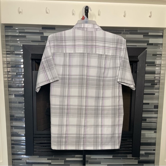 Mens George Plaid Button Up T-Shirt Short Sleeve, Size L - Picture 2 of 5